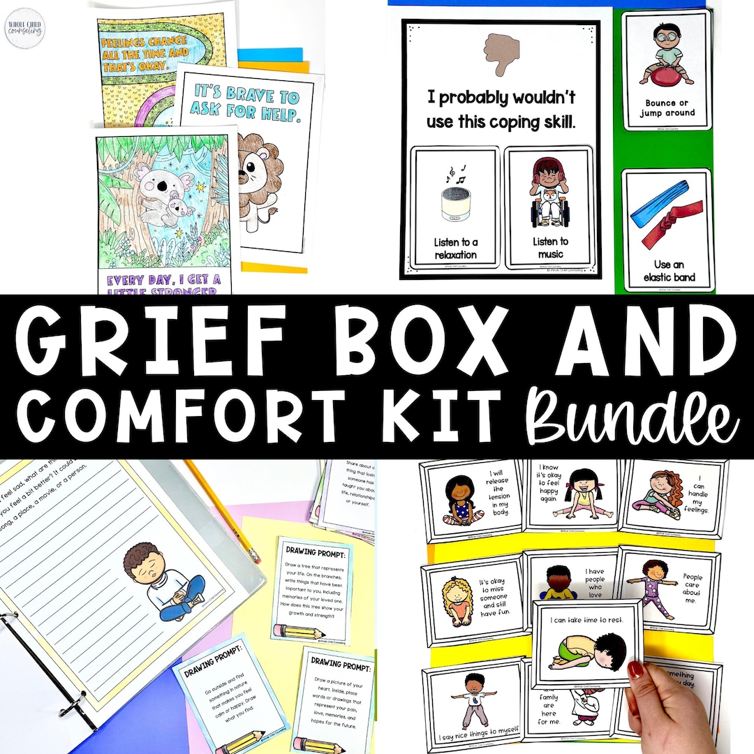 Grief Box Activities Bundle for Kids, Affirmation Cards and Coping ...