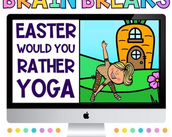Kids Easter Yoga Game, Would You Rather, Children's Yoga Activity, Digital and Printable Easter Game, Spring Homeschool Brain Break Cards
