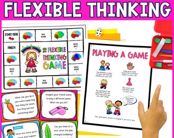 Bundel met activiteiten en spelletjes over flexibel denken en omgaan met verandering, werkbladen voor sociaal-emotioneel leren (SEL) voor kinderen, printbare activiteiten voor thuisonderwijs.
