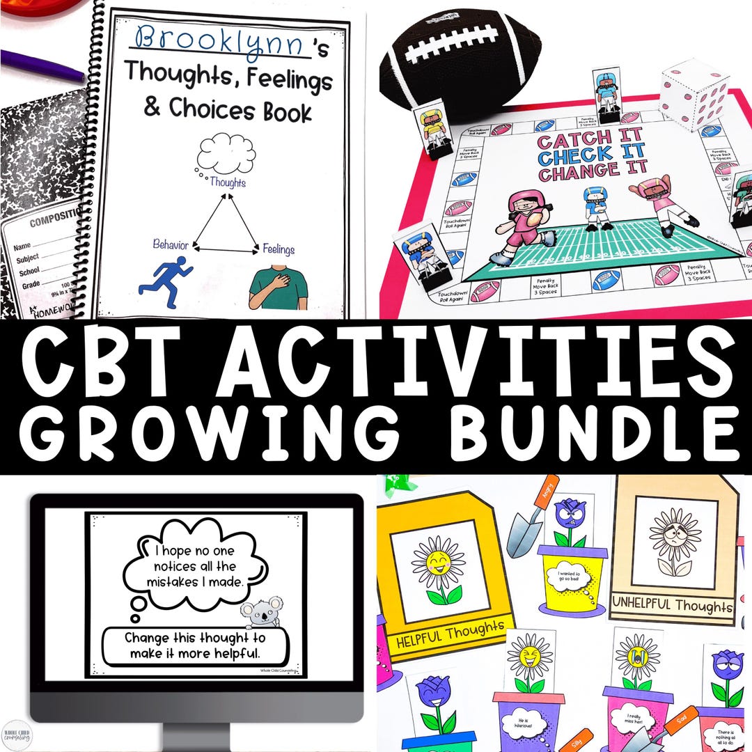 Cognitive Behavioral Therapy Counseling Activity & Workbook Bundle, CBT ...