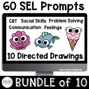 Summer Directed and Guided Drawing SEL and Social Skills Art Therapy Bundle (Digital Activities)