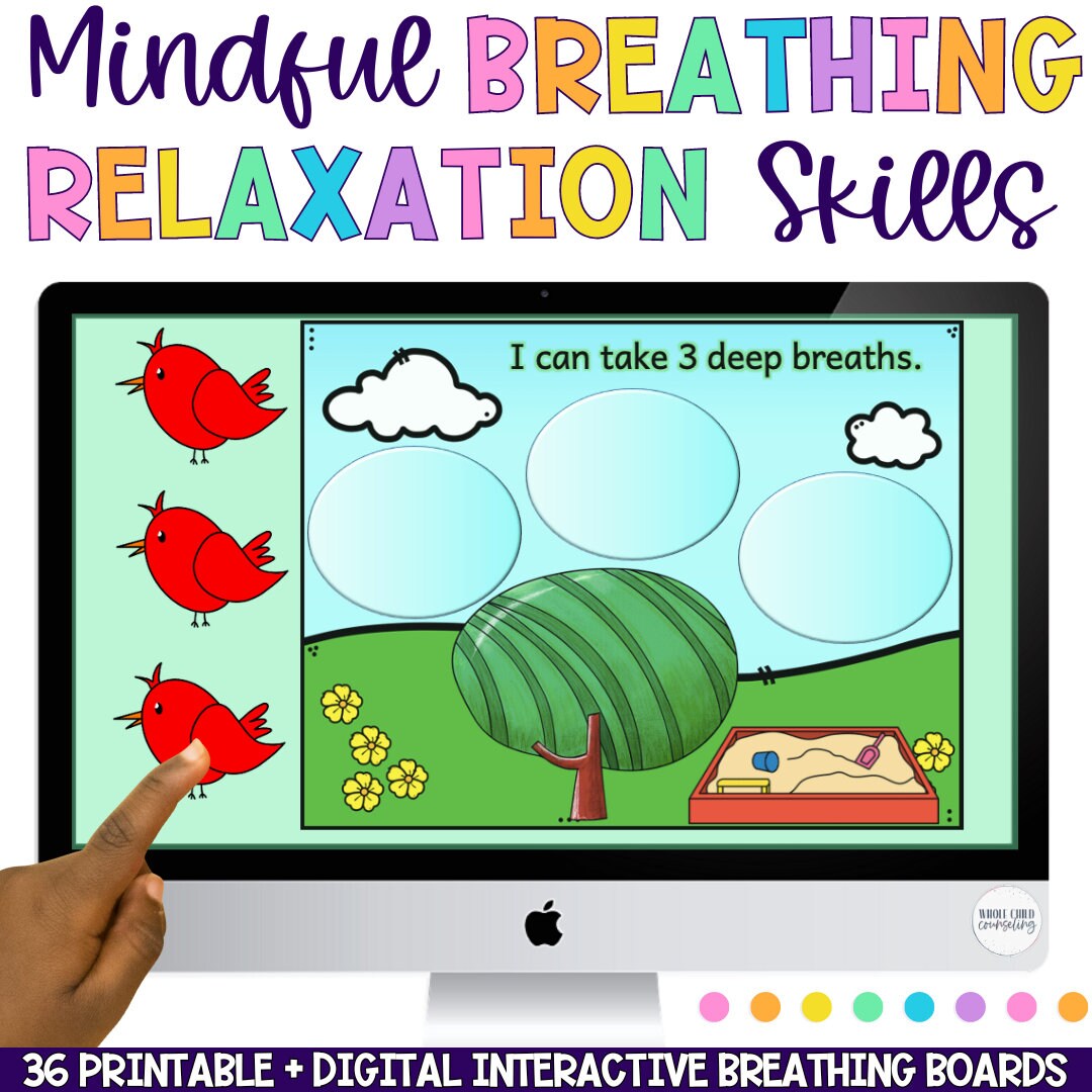Mindful Breathing Digital Coping Skills Printable, Digital Anxiety ...