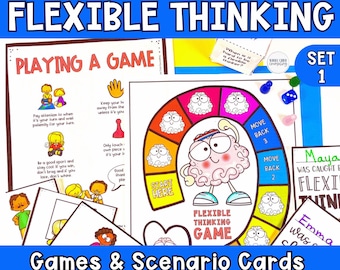 Stuck and Flexible Thinking Scenarios Game & Activities Set 1, Social Emotional Learning Worksheets for Kids, Child Development Therapy Tool
