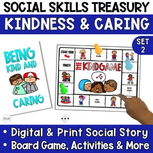 Kindness and Caring Social Story and Game Activity Set 2, Empathy Practice for Social Emotional Learning, Social Skills Worksheets for Kids