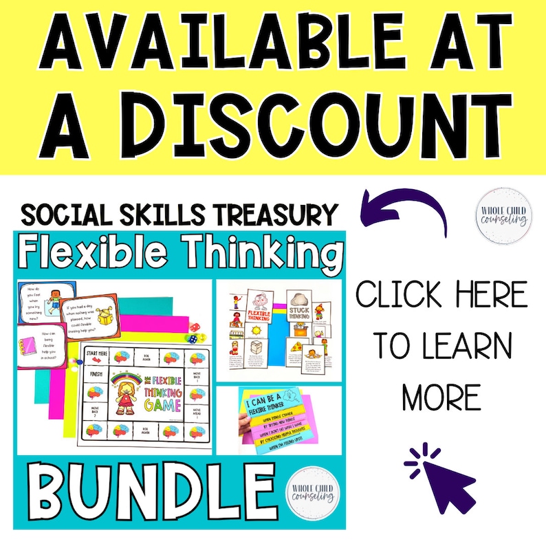 Stuck and Flexible Thinking Scenarios Game & Activities Set 1, Social Emotional Learning Worksheets for Kids, Child Development Therapy Tool