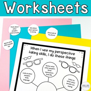 Using Perspective Taking Skills Upper Elementary Social Skills SEL Set 3, Special Education Worksheets for Kids and Educational Posters