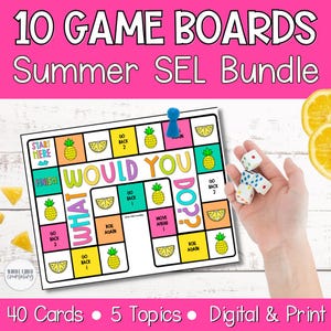 Summer SEL Board Game Bundle: Social Emotional Learning, Counseling (Print & Digital Activity)