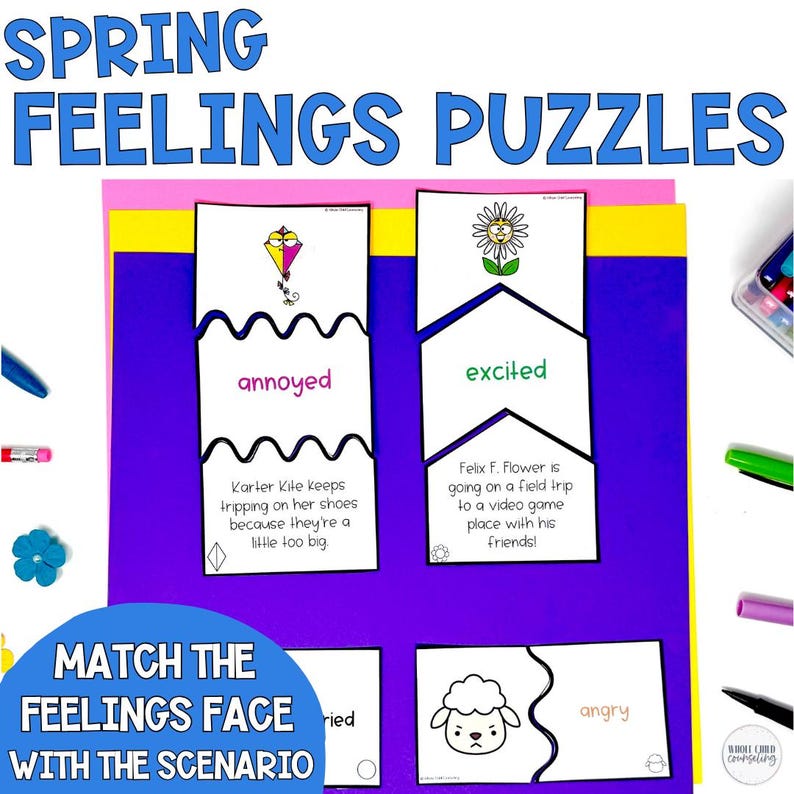 Spring Puzzles for Kids, Printable Feelings Puzzle, Social Emotional ...