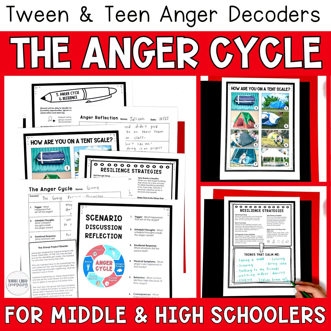Teen and Tween Anger Management Activity: the Anger Cycle Worksheets ...