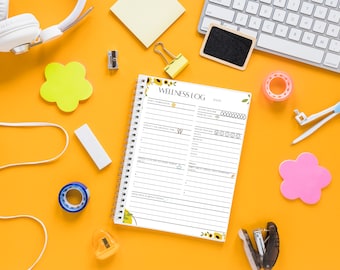 Wellness Log Editable Canva Template; Wellness Worksheet, Digital Wellness Log; Self-care Wellness Template; Mental Health Wellness Log