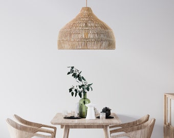 Camilla Rattan Pendant Light - Modern Organic, Farmhouse, Bohemian Lampshade, Bamboo pendant light, Rattan Furniture, Patio Pendant Light