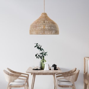 Camilla Rattan Pendant Light Modern Organic, Farmhouse, Bohemian Lampshade, Bamboo pendant light, Rattan Furniture, Patio Pendant Light image 1