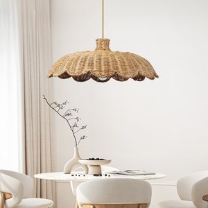 Kai Rattan Pendant Light Modern Organic, Farmhouse, Bohemian Lampshade, Bamboo pendant light, Rattan Furniture, Patio Pendant Light image 1