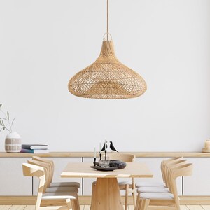 Penelope Rattan Pendant Light - Modern Organic, Farmhouse, Bohemian Lampshade, Bamboo pendant light, Rattan Furniture, Patio Pendant Light