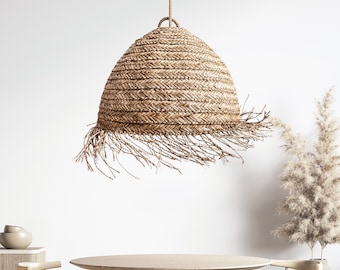 Piccola Rattan Pendant Light - Modern Organic, Farmhouse, Bohemian Lampshade, Bamboo pendant light, Rattan Furniture, Patio Pendant Light