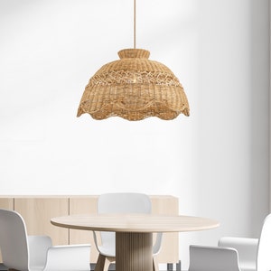 Everly Rattan Pendant Light Modern Organic, Farmhouse, Bohemian Lampshade, Bamboo pendant light, Rattan Furniture, Patio Pendant Light image 1