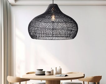 Pavo Rattan Pendant Light - Modern Organic, Farmhouse, Bohemian Lampshade, Bamboo pendant light, Rattan Furniture, Patio Pendant Light