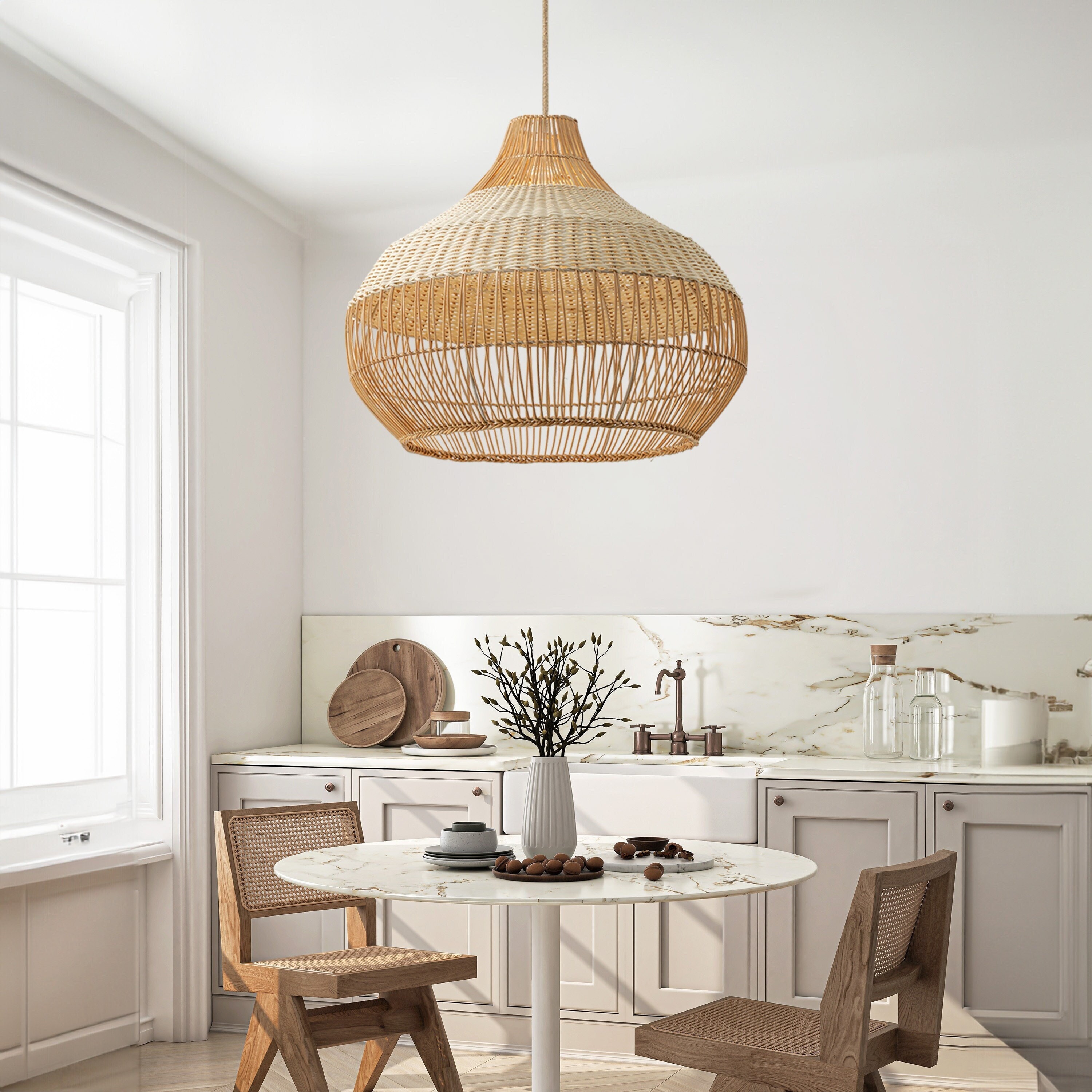 Rattan Medium Hot Air Balloon, Boho Pendant Light, Kids Room