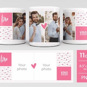 Valentines Day Mug Photo Template Personalized Photo Coffee Mug Birthday Gift, Custom Mug, Anniversary Gift for Her, Mug with Picture PNG
