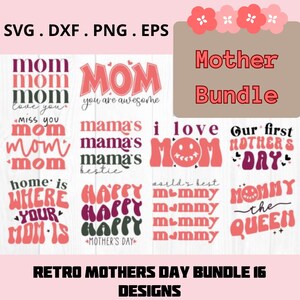 Paquete retro para el Día de la Madre con 16 diseños