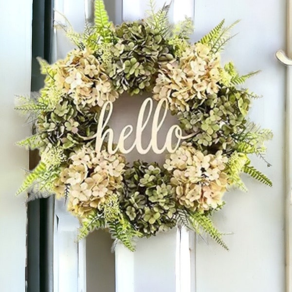 Artificial Hydrangea White Wreath, Welcome Wreath, White Spring Wreath, Door Wreaths,Spring Wreath For Front Door,Floral Decor,Flower Wreath