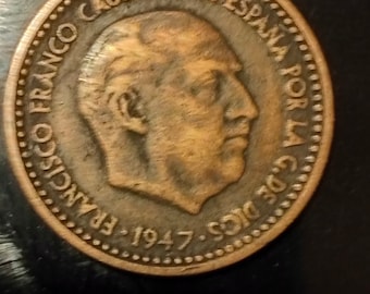 1947年の1ペセタ * 53 フランシスコ・フランコ - Etsy 日本