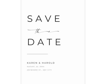 Lots de cartes « Save the Date » personnalisées (enveloppes incluses) - Cartes blanches minimales