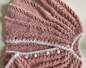 Hand knitted blush cardigan for babies