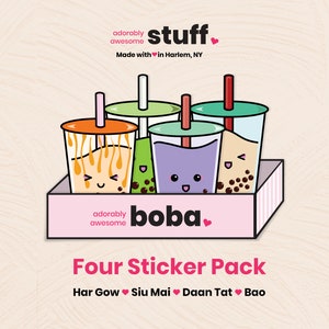 Pacchetto di adesivi in vinile Boba Bubble Tea / / Diario / Agende / Album / Cancelleria / Scatola di ricette