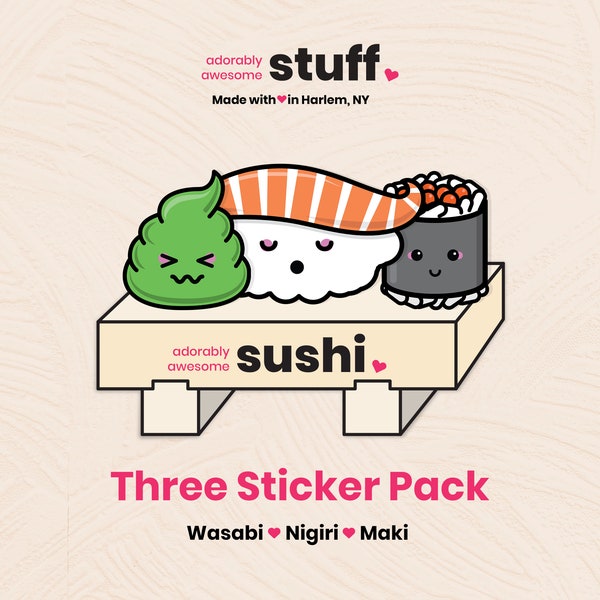 Vinyl Sushi Sticker Pack | | Journal | Planners | Scrapbook | Stationary | Recipe Box