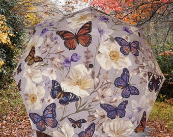 バタフライフローラルセミオート折りたたみ傘