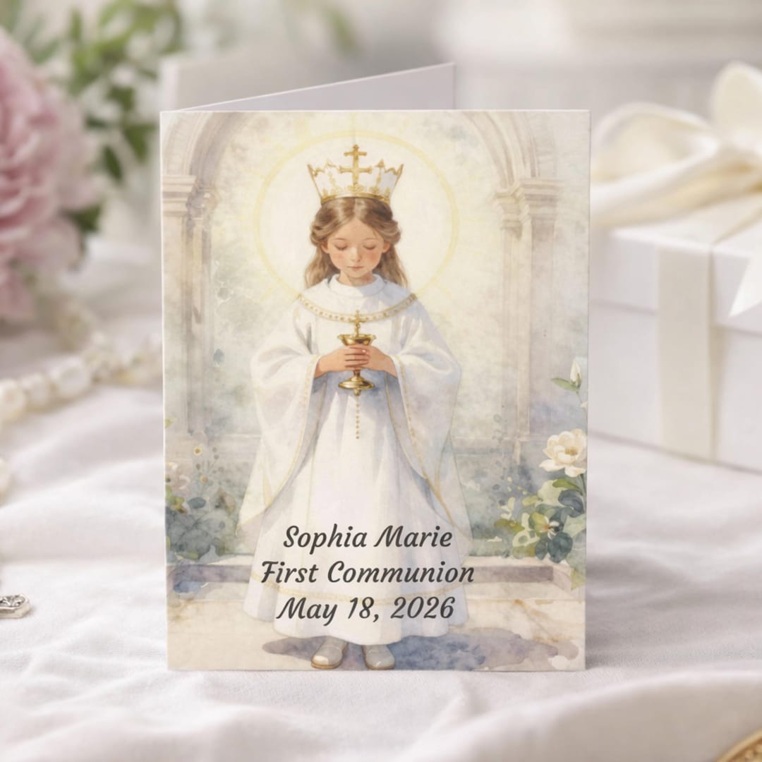 Personalized First Communion Card Girl Catholic Keepsake Gift - Etsy