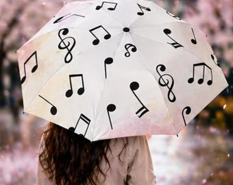 Składany parasol z nutami muzycznymi, prezent dla miłośnika muzyki, kompaktowy deszcz