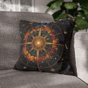 Taie d'oreiller Zodiaque Céleste, Housse de coussin Astrologie Cosmique