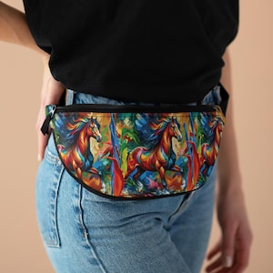 Colorful Horse Fanny Pack | Festival Bum Bag | Abstract Art Waist Bag | Horse Lover Gift | Adjustable Belt Bag for Travel & Music Events