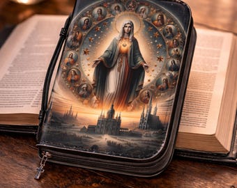 Sacred Heart of Mary Bible Cover, Catholic Zippered Case