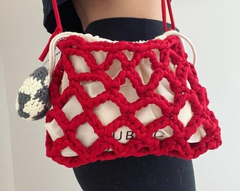 mini shoulder bag in red chunky