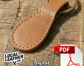 Simple Leather Keychain PDF Pattern, Leather Keychain Template, Keychain Digital Download, Easy Leather Gift Ideas