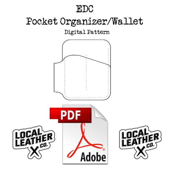 Edc Pocket Caddy PDF Pattern,Edc Pocket Organizer Digital Template,Edc Wallet PDF Template,Leather Pouch,Leather Slip, Digital Download PDF