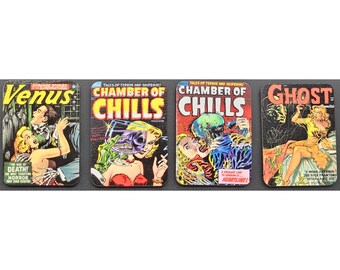 Handmade Magnet Set Classic Horror # Comic Cover Art Vintage Lot 4pc