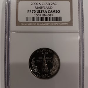 2000-S Clad Maryland Quarter in NGS PF70 Ultra Cameo