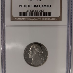 2002-S 5 Cent Jefferson Nickel in NGS PF70 Ultra Cameo