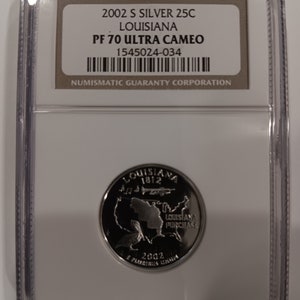 2002-S Louisiana Silver Quarter in NGS PF70 Ultra Cameo
