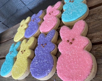 One Dozen (12) Easter Bunny Peep Sugar Cookies, Cute Bunnies, Easter Desserts, Easter Gift for Kids