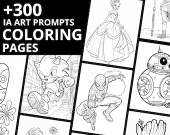 Midjourney Coloring Pages Prompts, Midjourney Guide for Coloring Book, Ai art, Kawaii, Coloring Book for Childrens and Adults, Cartoon, AI