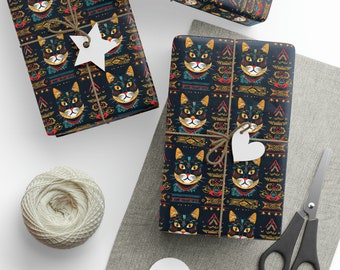 Boho Katze Geschenkpapier | Boho | Niedliches Geschenkpapier | Lustiges Geschenkpapier | Allzweck-Geschenkpapier | Katze Geschenkpapier | Katzen