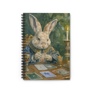 Cahier à spirales de lecteur de tarot Witchy Rabbit | Carnet de Tarot | Cahier de sorcière | Journal mignon | Journal du lapin | Cartes de tarot | Lapin effrayant