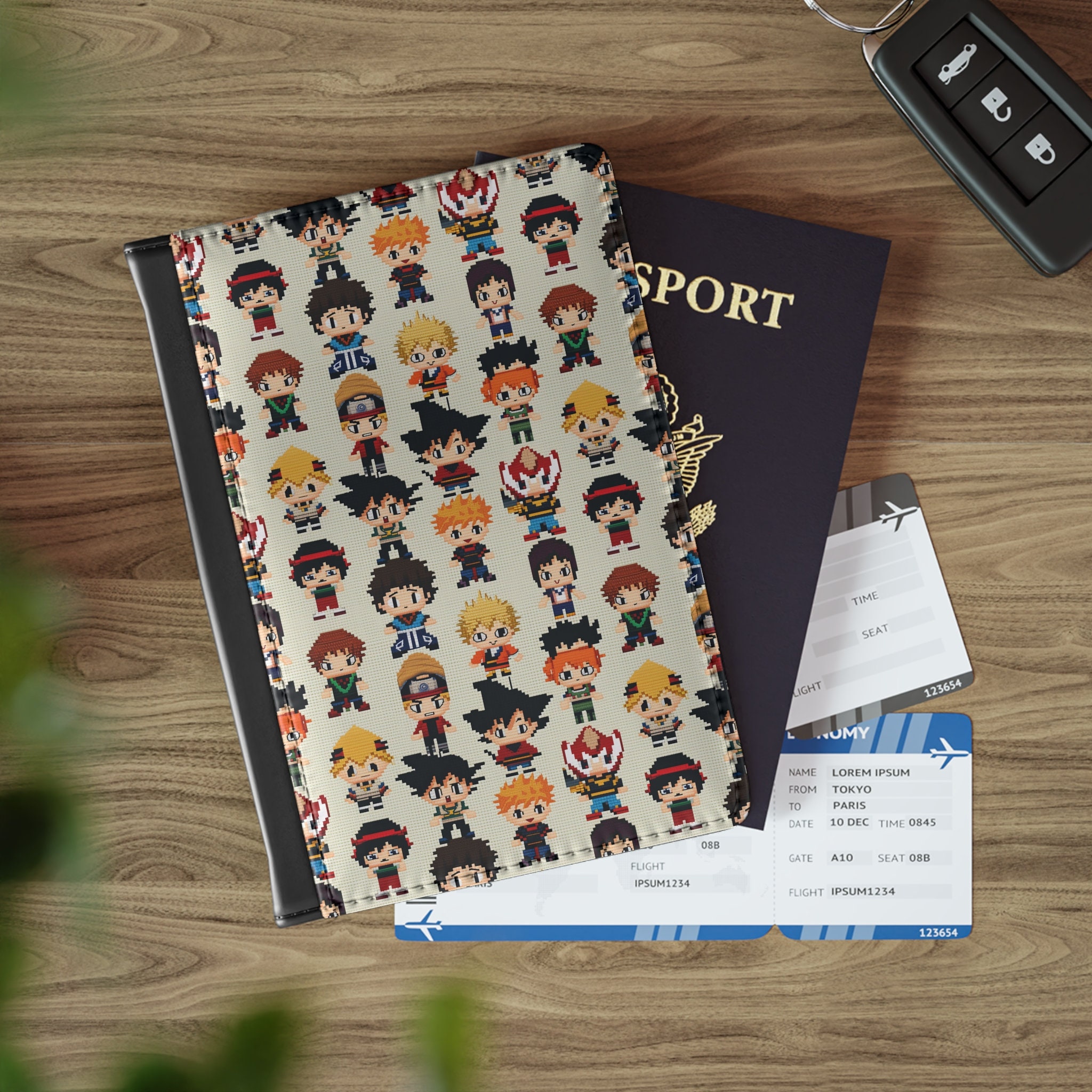 Faux Leather Crochet Anime Passport Cover Passport Holder Passport