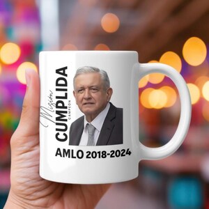 Taza 12 Oz Amlito Presidente Mexicano, Andrés Manuel López Obrador AMLO taza, Caricatura de Amlo, Morena, Taza Mexicana Política México