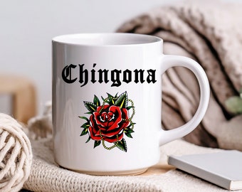 Taza 12 Oz Taza Gráfica de Rosas, Regalo Para Mi Amiga Chingona Para Mujer Latina o Mexicana
